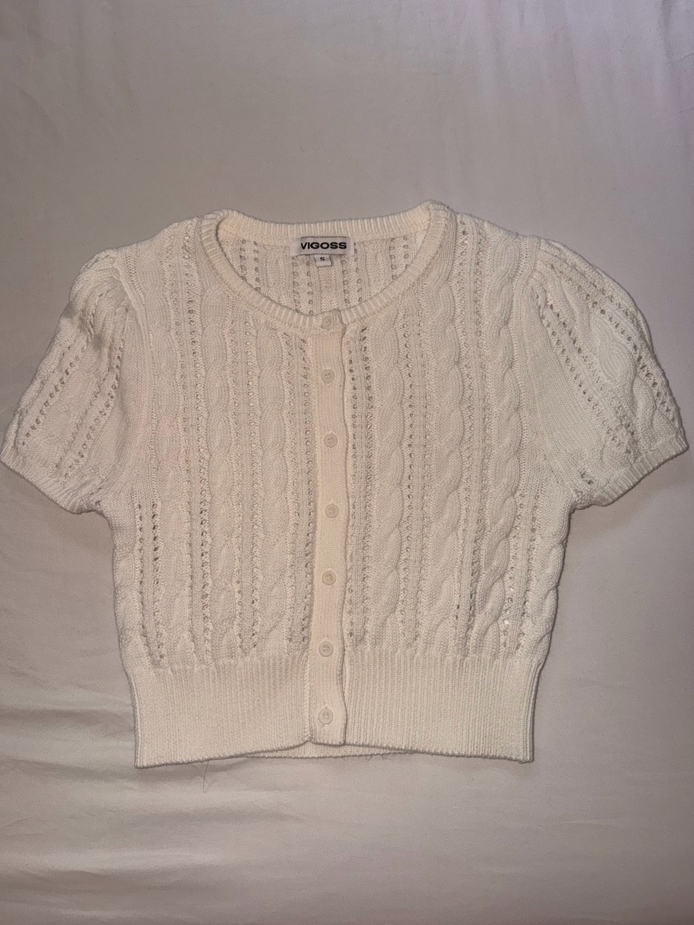 Vigoss - White Crop Shirt Short Sleeve, Size S - Picture 3 of 7